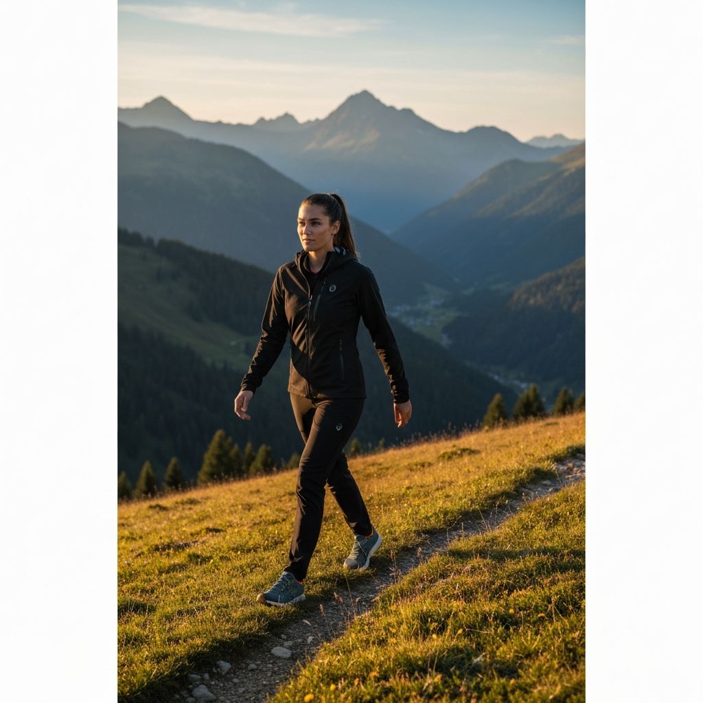 Person in premium outdoor attire in alpine setting